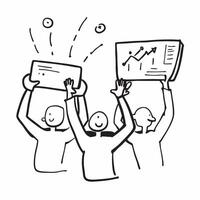 People with Glowing Performance Charts and Joyful Expressions concept as A group of people holding glowing performance charts with joyful expressions set against a dreamy backgroun pure Set 3 vector
