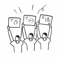 People with Glowing Performance Charts and Joyful Expressions concept as A group of people holding glowing performance charts with joyful expressions set against a dreamy backgroun pure Set 2 vector