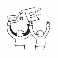 People with Glowing Review Notes and Joyful Expressions concept as A group of people holding glowing review notes with joyful expressions set against a fantastical background offer pure Set 2 vector