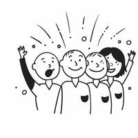 People with Glowing Smiles and Joyful Expressions concept as A group of people with glowing smiles and joyful expressions set against a fantastical background offering ample space pure vector
