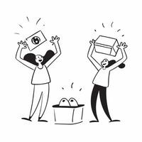 People with Glowing Treasure Chests and Joyful Expressions concept as A group of people with glowing treasure chests and joyful expressions set against a fantastical background off pure Set 2 vector