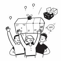 People with Glowing Warehouse Management Systems and Joyful Expressions concept as A group of people using glowing warehouse management systems with joyful expressions set against pure vector