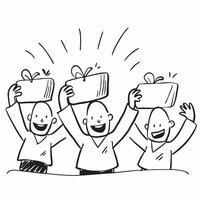 People with Golden Wallets and Cheerful Expressions concept as A group of people with golden wallets and cheerful expressions set against a whimsical background offering ample spac pure vector