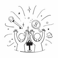 People with Golden Keys and Enchanted Treasures concept as A group of people with golden keys and enchanted treasures set against a mystical background offering ample space for tex pure vector
