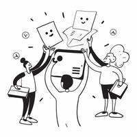 People with Magic Financial Apps and Happy Faces concept as A group of people using magic financial apps with happy faces set against a fantastical background offering ample space pure Set 3 vector