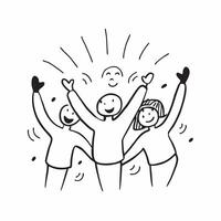 People with Sparkling Bonds and Happy Smiles concept as A group of people celebrating sparkling bonds with happy smiles set against a whimsical background offering ample space for pure Set 2 vector