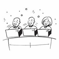 People with Sparkling Desks and Happy Smiles concept as A group of people working at sparkling desks with happy smiles set against a dreamy background offering ample space for text pure Set 3 vector