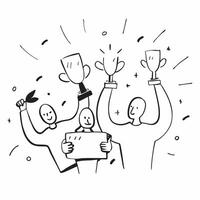 People with Sparkling Employee Awards and Happy Smiles concept as A group of people holding sparkling employee awards with happy smiles set against a whimsical background offering pure vector
