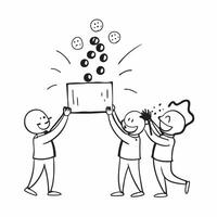 People with Sparkling Distribution Models and Happy Smiles concept as A group of people creating sparkling distribution models with happy smiles set against a whimsical background pure Set 2 vector