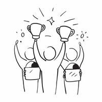 People with Sparkling Employee Awards and Happy Smiles concept as A group of people holding sparkling employee awards with happy smiles set against a whimsical background offering pure Set 2 vector