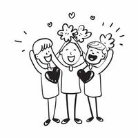 People with Sparkling Hearts and Happy Smiles concept as A group of people holding sparkling hearts with happy smiles set against a whimsical background offering ample space for te pure Set 3 vector
