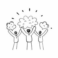 People with Sparkling Hearts and Happy Smiles concept as A group of people holding sparkling hearts with happy smiles set against a whimsical background offering ample space for te pure Set 2 vector