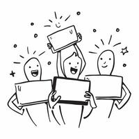 People with Sparkling Laptops and Beaming Faces concept as A group of people using sparkling laptops with beaming faces set against a whimsical background offering ample space for pure Set 3 vector