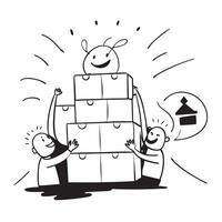 People with Sparkling Loading Docks and Happy Smiles concept as A group of people managing sparkling loading docks with happy smiles set against a whimsical background offering amp pure vector