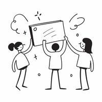 People with Sparkling Presentation Boards and Joyful Expressions concept as A group of people using sparkling presentation boards with joyful expressions set against a whimsical ba pure Set 2 vector