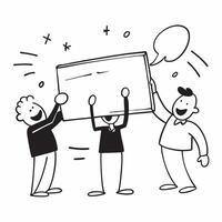 People with Sparkling Presentation Boards and Joyful Expressions concept as A group of people using sparkling presentation boards with joyful expressions set against a whimsical ba pure Set 3 vector