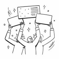 People with Sparkling Review Boards and Happy Expressions concept as A group of people holding sparkling review boards with happy expressions set against a fantastical background o pure vector