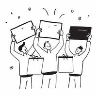 People with Sparkling Presentation Boards and Joyful Expressions concept as A group of people using sparkling presentation boards with joyful expressions set against a whimsical ba pure Set 5 vector