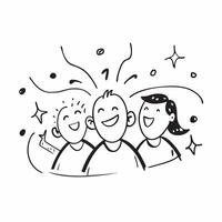 People with Sparkling Smiles and Happy Faces concept as A group of people with sparkling smiles and happy faces set against a whimsical background offering ample space for text or pure vector