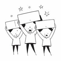 People with Sparkling Review Boards and Happy Expressions concept as A group of people holding sparkling review boards with happy expressions set against a fantastical background o pure Set 2 vector