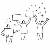 People with Sparkling Whiteboards and Beaming Faces concept as A group of people using sparkling whiteboards with beaming faces set against a whimsical background offering ample sp pure Set 2 vector