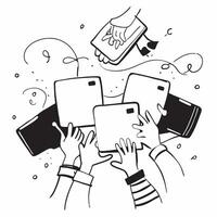 People with Watercolor Brainstorming Boards and Tablets concept as A group of people brainstorming with watercolor boards and tablets set against a whimsical background offering am pure vector