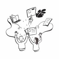 People with Watercolor Business Evaluations and Laptops concept as A group of people conducting watercolor business evaluations with laptops set against a fantastical background of pure Set 2 vector