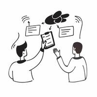 People with Watercolor Business Strategies and Tablets concept as A group of people discussing watercolor business strategies with tablets set against a dreamy background offering pure Set 5 vector