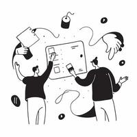 People with Watercolor Business Workshops and Smartphones concept as A group of people participating in watercolor business workshops with smartphones set against a whimsical backg pure Set 3 vector