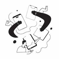 People with Watercolor Designs and Tablets concept as A group of people working on watercolor designs with tablets set against a dreamy background offering ample space for text or pure Set 2 vector
