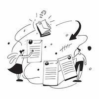 People with Watercolor Documents and Clipboards concept as A group of people working with watercolor documents and clipboards set against a fantastical background offering ample sp pure Set 3 vector
