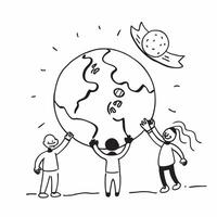 People with Watercolor Earth and Green Goals concept as A group of people setting watercolor earth and green goals set against a fantastical background offering ample space for tex pure Set 3 vector
