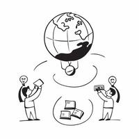 People with Watercolor Earth and Green Technologies concept as A group of people developing watercolor earth and green technologies set against a dreamy background offering ample s pure vector