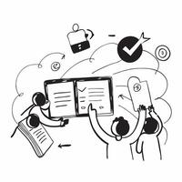 People with Watercolor Financial Goals and Tablets concept as A group of people setting watercolor financial goals with tablets set against a dreamy background offering ample space pure vector