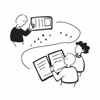 People with Watercolor Sales Reports and Tablets concept as A group of people analyzing watercolor sales reports with tablets set against a dreamy background offering ample space f pure vector