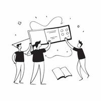 People with Watercolor SWOT Analysis and Tablets concept as A group of people conducting watercolor SWOT analysis with tablets set against a fantastical background offering ample s pure vector