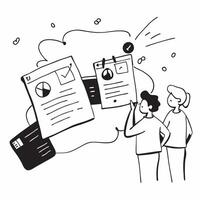 People with Watercolor Sales Reports and Tablets concept as A group of people analyzing watercolor sales reports with tablets set against a dreamy background offering ample space f pure Set 2 vector