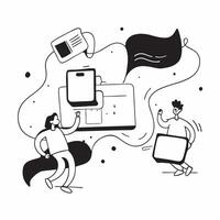 People with Watercolor Technology Platforms and Laptops concept as A group of people interacting with watercolor technology platforms on laptops set against a whimsical background pure vector