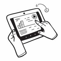 Person Analyzing Data on Abstract Glossy Tablet concept as A person analyzing data on a glossy abstract tablet emphasizing remote work efficiency and data driven decision making C pure Set 2 vector