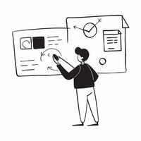 Person Analyzing Data on Glossy Surface concept as A person analyzing data on a glossy surface highlighting remote work efficiency and data driven decision making Camera angle cap pure Set 2 vector