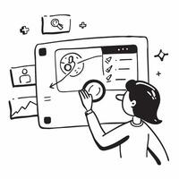 Person Analyzing Data on Glossy Surface concept as A person analyzing data on a glossy surface highlighting remote work efficiency and data driven decision making Camera angle cap pure Set 4 vector