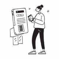 Person Checking Banking Notifications concept as A person checking banking notifications on their smartphone with a clean background providing space for text or design elements in pure Set 3 vector
