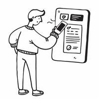 Person Checking Banking Notifications concept as A person checking banking notifications on their smartphone with a clean background providing space for text or design elements in pure vector