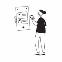 Person Checking Banking Notifications concept as A person checking banking notifications on their smartphone with a clean background providing space for text or design elements in pure Set 2 vector