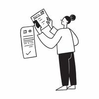 Person Checking Financial Goals on Phone concept as A person checking financial goals using a mobile app on their phone with a plain background providing ample space for text or gr pure vector