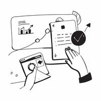 Person on Abstract Glossy Desk Analyzing Data concept as A person analyzing data on an abstract glossy desk highlighting remote work efficiency and data driven decision making Cam pure Set 2 vector