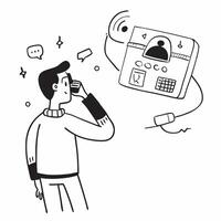 Person on a Call with Abstract Glossy Background concept as A person on a call with a glossy abstract background showcasing remote communication Camera angle captures a side profi pure vector
