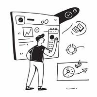 Person on Abstract Glossy Desk Analyzing Data concept as A person analyzing data on an abstract glossy desk highlighting remote work efficiency and data driven decision making Cam pure vector
