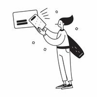Person Paying with Digital Wallet concept as A person paying with a digital wallet on their smartphone with a plain background offering space for text or design elements in Photo pure vector