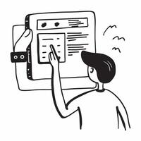 Person Reviewing Code on Abstract Glossy Screen concept as A person reviewing code on an abstract glossy screen representing remote work in technology and software development Cam pure Set 2 vector